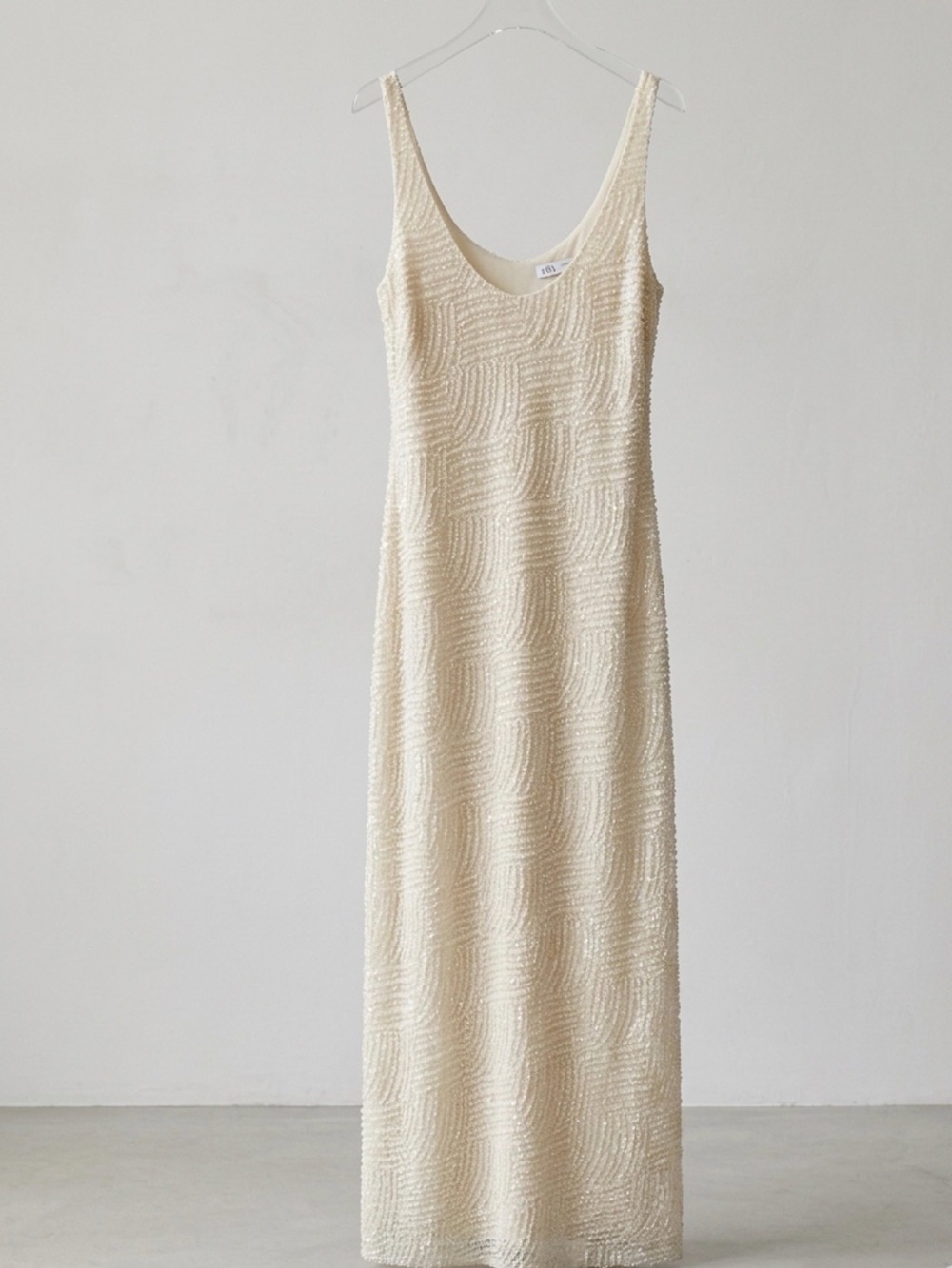 Zara Cream Beaded Scoop-Neck Maxi Dress